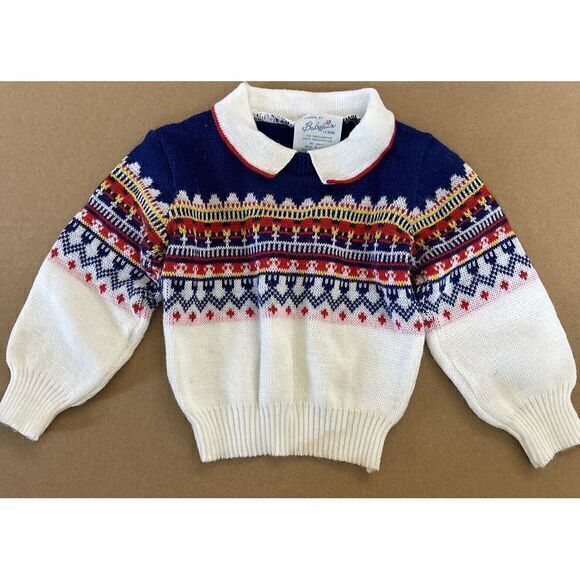 babyfair Other - 1970's‎ Vintage BABYFAIR 12 Months Fair Isle Collared Sweater